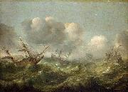 The painting Stormy Sea, Adam Willaerts